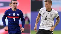 Antoine Griezmann of France (left) and Toni Kroos of Germany (Getty).