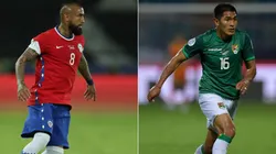 Arturo Vidal from Chile (left) and Erwin Saavedra from Bolivia (right). (Getty)