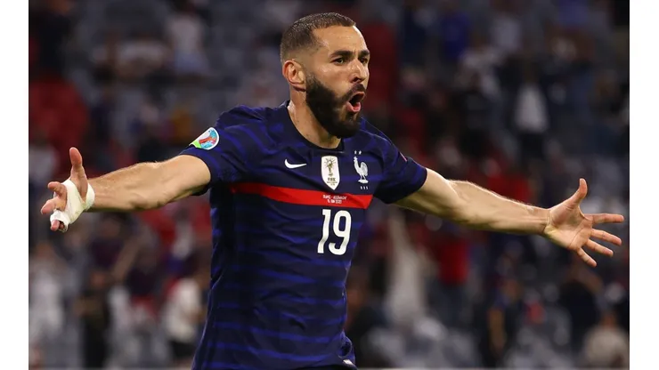 Karim Benzema of France celebrates scoring a goal which is later disallowed. (Getty)