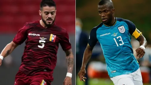 Junior Moreno of Venezuela (left) and Enner Valencia of Ecuador (Getty).