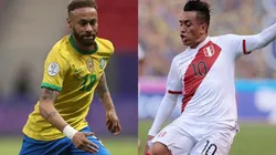 Neymar of Brazil (left) and Christian Cueva of Peru (Getty).