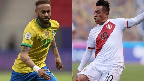 Neymar of Brazil (left) and Christian Cueva of Peru (Getty).