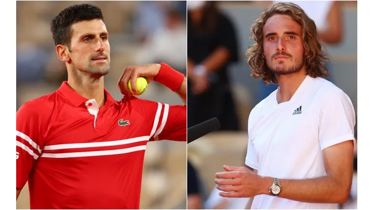 Novak Djokovic of Serbia (left) and Stefanos Tsitsipas of Greece (right). (Getty)