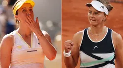 Anastasia Pavlyuchenkova of Russia (left) and Barbora Krejcikova of the Czech Republic (right). (Getty)