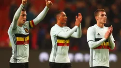 Eden Hazard (left) and Thorgan Hazard (right) of Belgium. (Getty)