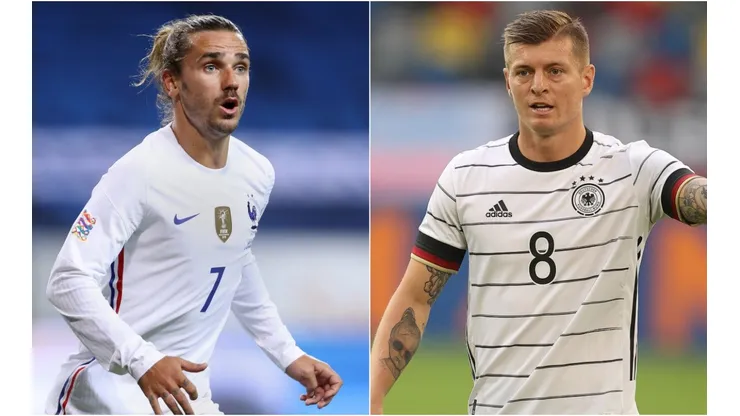 Antoine Griezmann of France (left) and Toni Kroos of Germany (right). (Getty)