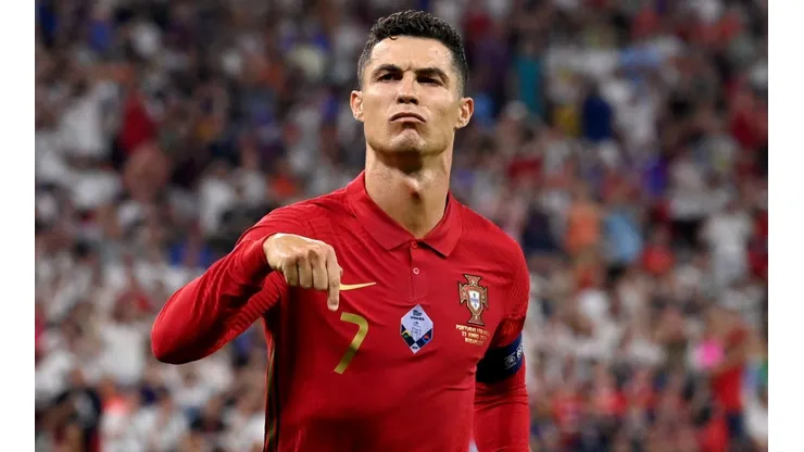 Cristiano Ronaldo of Portugal celebrates after scoring at Euro 2020. (Getty)