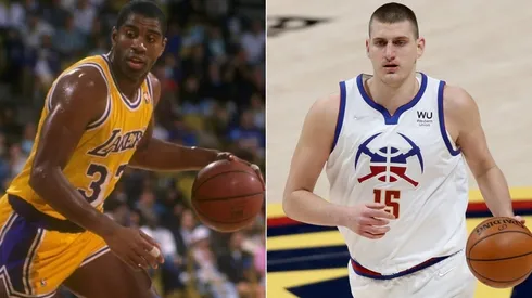 Magic Johnson (left) & Nikola Jokic. (Getty)