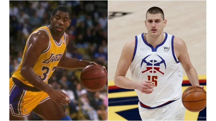 Magic Johnson (left) & Nikola Jokic. (Getty)