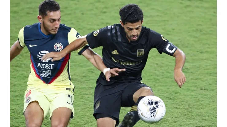 Sebastian Caceres #4 of Club America and Carlos Vela #10 of Los Angeles FC (Getty)