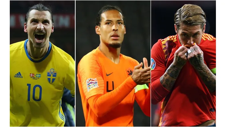Zlatan Ibrahimovic of Sweden (left),Virgil van Dijk of Netherlands (center), and Sergio Ramos of Spain (right). (Getty)
