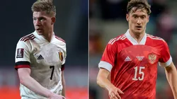 Kevin De Bruyne of Belgium (left) and Aleksey Miranchuk of Russia (right). (Getty)