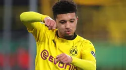 Jadon Sancho of Borussia Dortmund celebrates after scoring. (Getty)