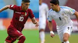 Jefferson Savarino of Venezuela (left) and Luis Suárez of Uruguay (Getty).