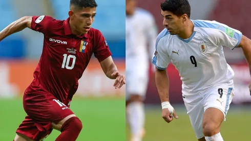 Jefferson Savarino of Venezuela (left) and Luis Suárez of Uruguay (Getty).