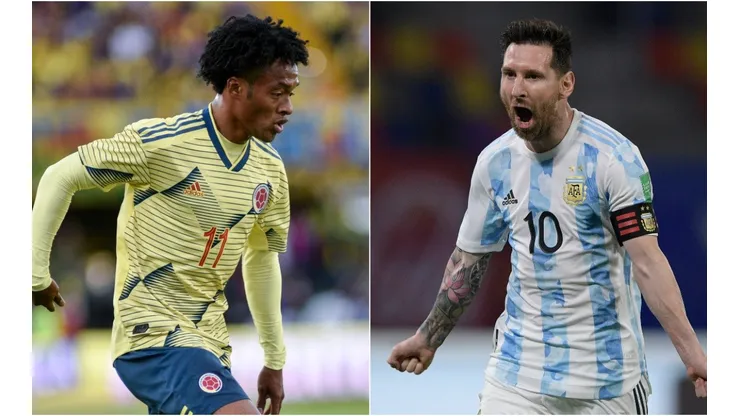 Juan Guillermo Cuadrado (left) and Lionel Messi (right) are expected to feature in a thrilling World Cup Qualifying matchup (Getty).