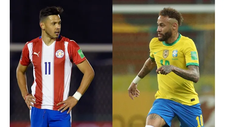 Angel Romero of Paraguay (left) and Neymar of Brazil (Getty).