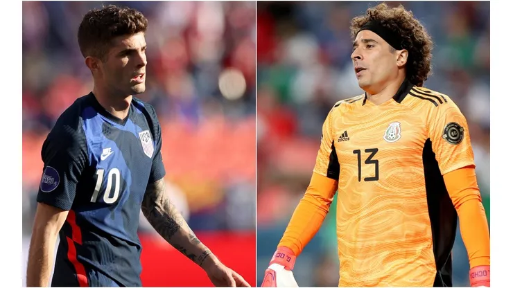 Christian Pulisic of the USMNT (left) and Guillermo Ochoa of Mexico (right). (Getty)