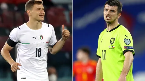 Nicolò Barella of Italy (left) and Ondrej Kudela of Czech Republic (right). (Getty)