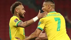 Neymar (left) and Richarlison (right) celebrating in Brazil's win over Ecuador (Getty).