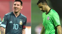 Lionel Messi of Argentina (left) and Claudio Bravo of Chile (right). (Getty)