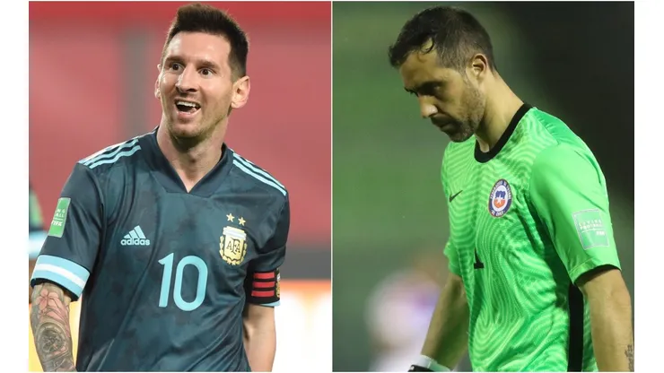 Lionel Messi of Argentina (left) and Claudio Bravo of Chile (right). (Getty)