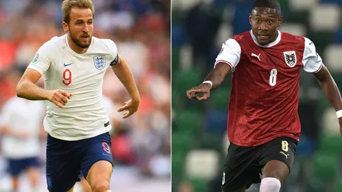 Harry Kane of England (left) and David Alaba of Austria (Getty).