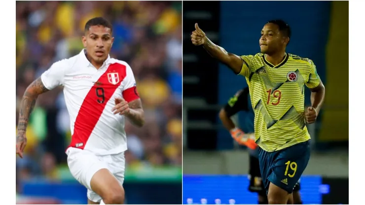 Paolo Guerrero of Peru (left) and Luis Muriel of Colombia. (Getty).
