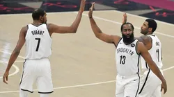Kevin Durant, Kyrie Irving & James Harden. (Getty)