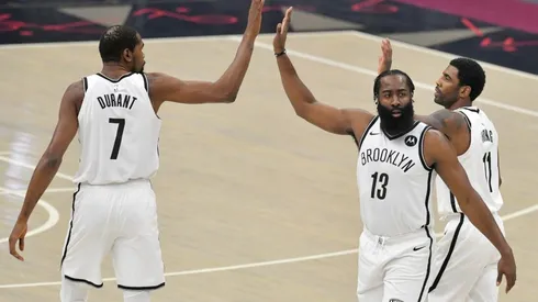 Kevin Durant, Kyrie Irving & James Harden. (Getty)