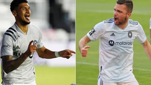 Bjorn Johnsen of CF Montreal (left) and Luka Stojanovic of Chicago Fire (right). (Getty)