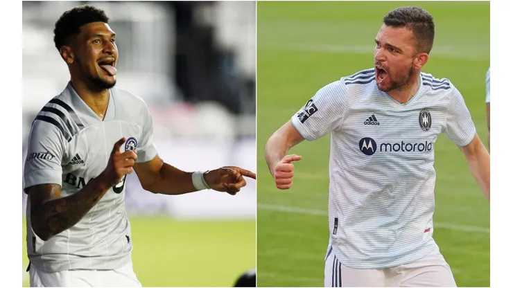 Bjorn Johnsen of CF Montreal (left) and Luka Stojanovic of Chicago Fire (right). (Getty)