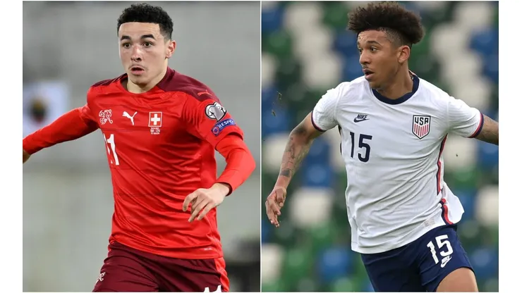 Ruben Vargas of Switzerland (left) and Chris Richards of USA (right). (Getty)