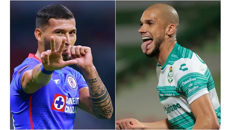 Juan Escobar of Cruz Azul (left) and Matheus Doria of Santos Laguna (right). (Getty)