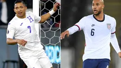 Emilio Izaguirre of Honduras (left) and John Brooks of USA (right). (Getty)
