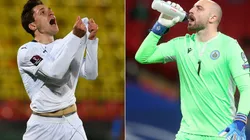 Federico Chiesa of Italy (left) and Elia Benedettini of San Marino (right). (Getty)