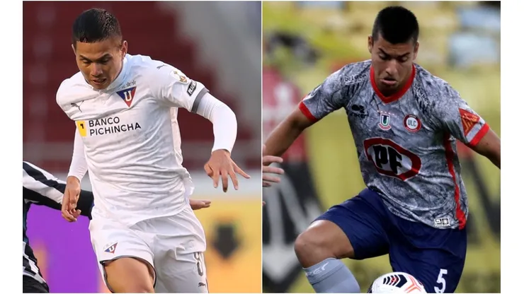 Jordy Alcívar of LDU Quito (left) and Esteban Valencia of Union La Calera (right). (Getty)