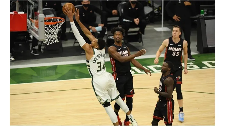 Giannis Antetokounmpo & Jimmy Butler. (Getty)
