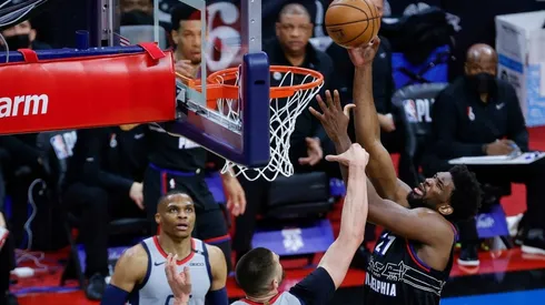 Joel Embiid and Russell Westbrook. (Getty)