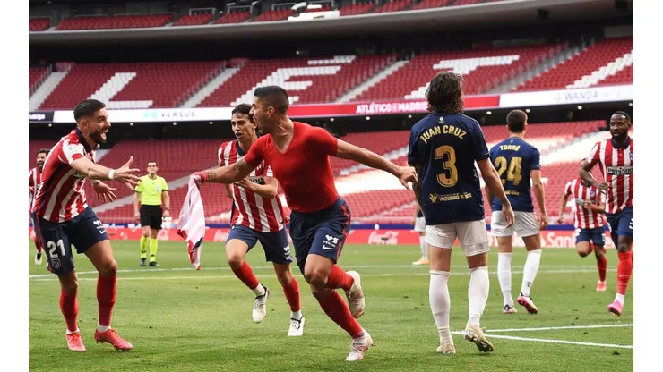 Luis Suarez of Atletico Madrid celebrates a goal. (Getty)
