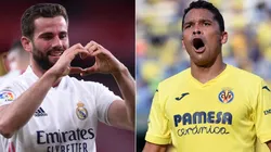 Nacho of Real Madrid (left) and Carlos Bacca of Villarreal (right). (Getty)