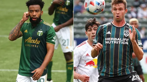 Eryk Williamson of Portland Timbers (left) and Nick DePuy of Los Angeles Galaxy (right). (Getty)