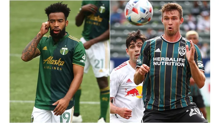Eryk Williamson of Portland Timbers (left) and Nick DePuy of Los Angeles Galaxy (right). (Getty)