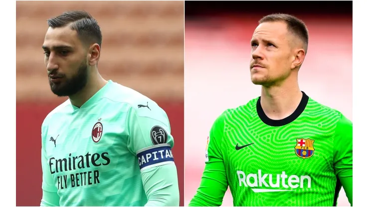 AC Milan captain Gianluigi Donnarumma has been offered to Barcelona, who may look a new team for Ter Stegen (Getty).