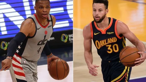 Russell Westbrook (left) & Stephen Curry. (Getty)