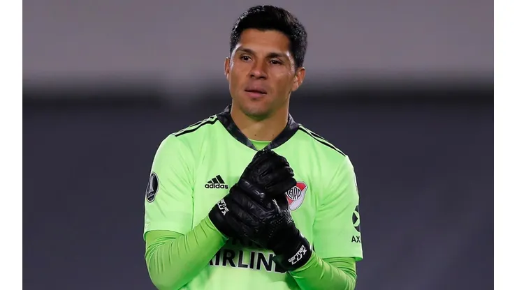 Defensive midfield Enzo Pérez became the first outfield player in River Plate's history to start a game as their goalkeeper (Getty).