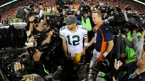 Peyton Manning & Aaron Rodgers. (Getty)