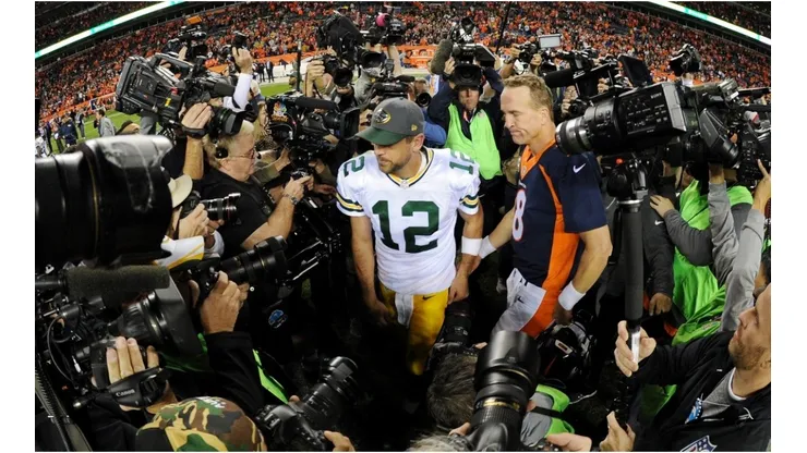 Peyton Manning & Aaron Rodgers. (Getty)