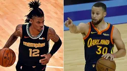 Ja Morant (left) & Stephen Curry. (Getty)