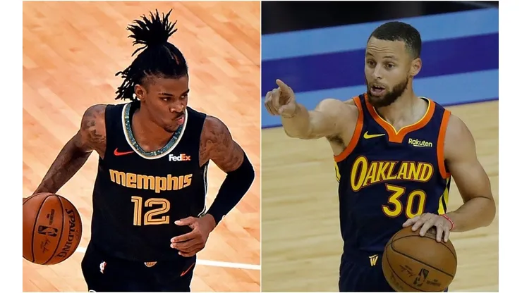 Ja Morant (left) & Stephen Curry. (Getty)